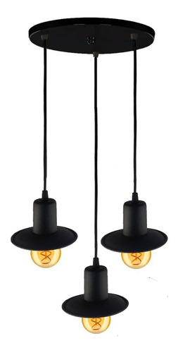 Lampara Colgante Vintage Jaula Industrial Ala 3 Luces