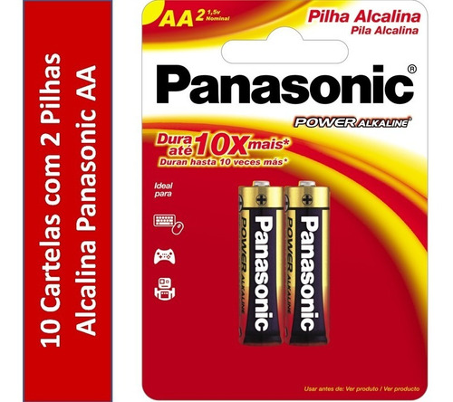 20 Pilhas Panasonic Power Alcalina Pequena Aa Cartelão