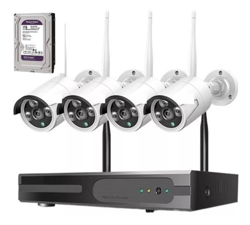 Kit 4 Cámaras De Seguridad Inalámbricas 2mp Con Disco 1 Tera