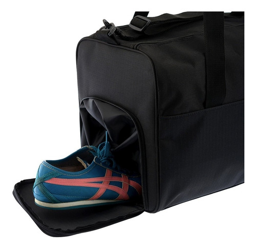Bolsa esportiva Jennyfer 8119-1 com sapateira, cor preta sólida