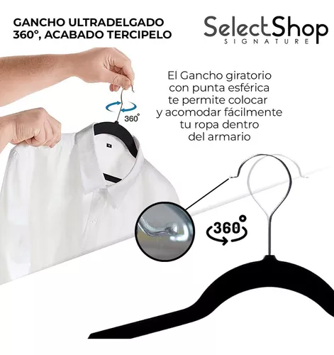 Quality Hangers Paquete de 20 perchas de plástico para ropa, perchas  delgadas sin terciopelo con gancho cromado giratorio de 360° y muescas