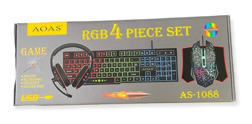 Imagen 3 de 9 de Combo Gamer X4 Aoas Teclado Mouse Audífonos Diadema Padmouse