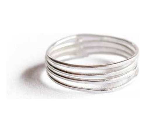 Anillo Midi 4 Líneas Plata