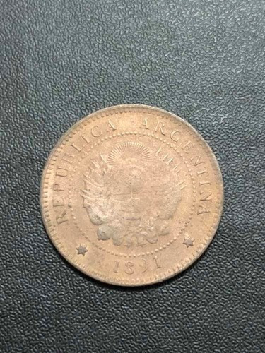 Moeda Antiga 1891 Argentina Un Centavo Bronze (Usado)