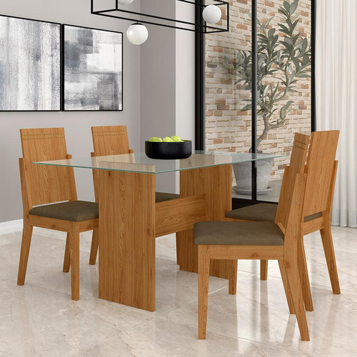 Conjunto Mesa Jantar 1,36 4 Cadeiras Boston Cinam/capucc M.a Cor Cinamomo/capuccino 02