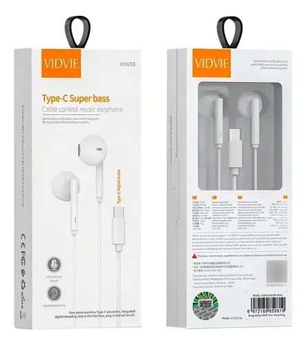comprar Audífonos Tipo-c Super Bass Hs659 Vidvie Color Blanco Color De La Luz Blanco