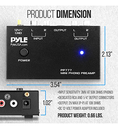 Preamplificador Phono Tocadiscos Pyle Output Pp777 Mini Elec