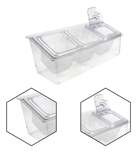 Servidor De Condimentos Resfriados Transparente, Bandeja De