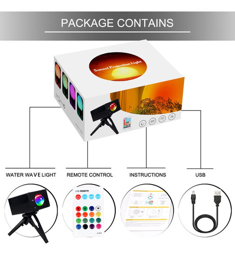Proyección Led Rgb De 16 Colores Con Luz De Puesta De Sol Y