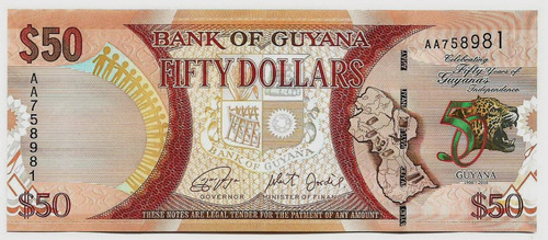 Fk Billete Guyana 50 Dolares 2016 Lanzamiento Sin Circular