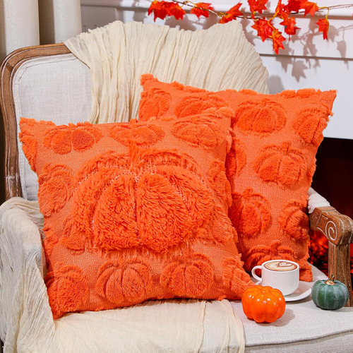 Fundas De Almohada De Calabaza 18 X 18 Pulgadas De Piel Sint