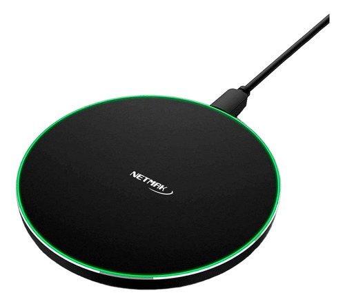 Cargador Inalámbrico Carga Rapida Para iPhone Samsung Netmak Color Negro