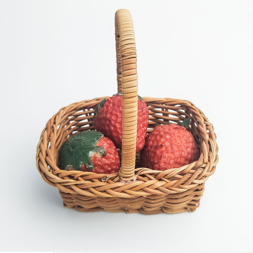 Cesta De Flores Tejida En Miniatura Portátil, Cesta De