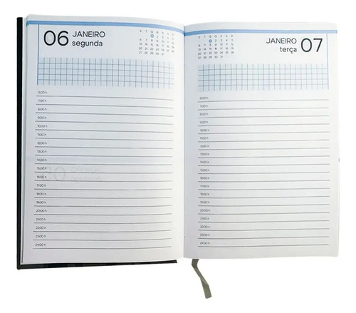 Agenda Executiva Diária Compacta Costurada Capa Dura Anual Capa Bege