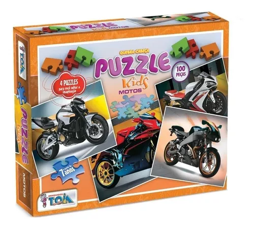 Quebra Cabeça Infantil Motos 100 peças Puzzle Brinquedo Jogo