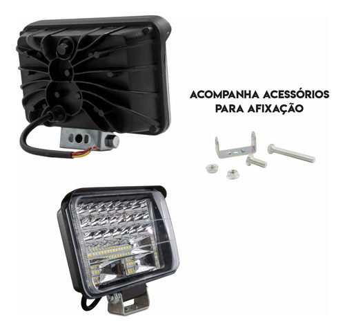 Kit 4 Farol Led 144w Retangular Caminhão Trator Off-road 4x4