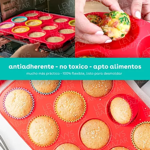 Molde Antiadherente Teflon Muffins X12 Cupcakes Horno