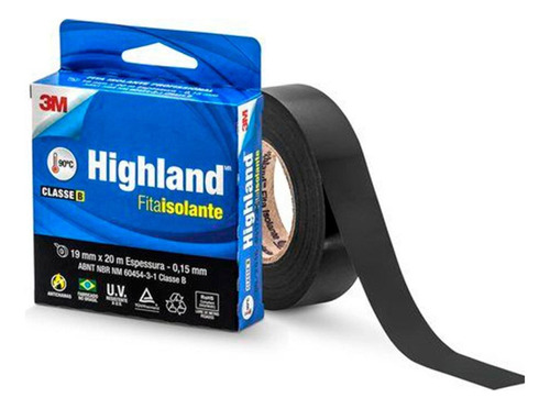 Fita Isolante 3m Highland 20m X 19mm Hb004171797