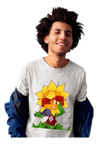 Cleen Playera Blanca Girasol Cantante Plantas Vs Zombies