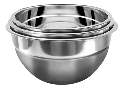 Bowl de cocina Vasconia Pro lisa color acero inoxidable - pack x 3 unidades
