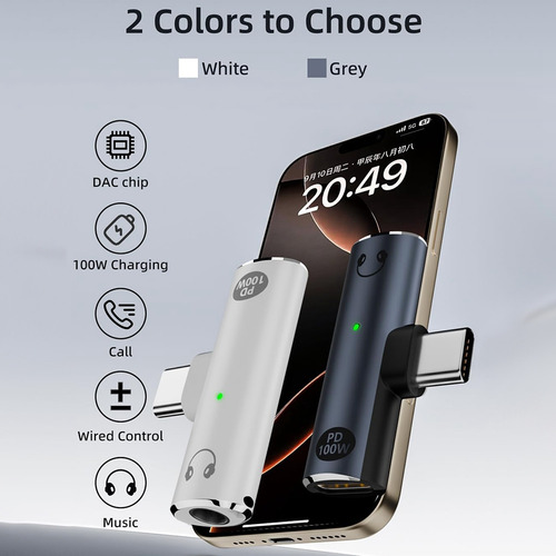Adaptador Usb C A Jack De Audio Con Carga Rápida 100w