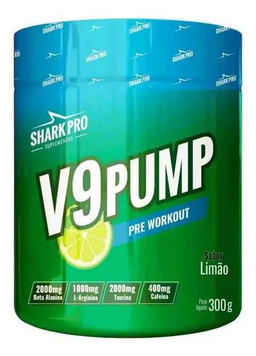 Pré-treino V9 Pump Pote 300g Shark Pro Refrigerante De Limão