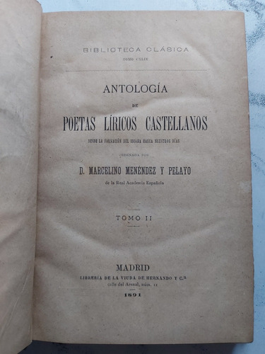 Antología De Poetas Líricos Castellanos. Menéndez. 52816