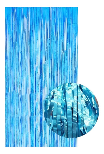 Cortinas Metalizada Flecos Color Azul 1x2m Boda Cumpleaños 