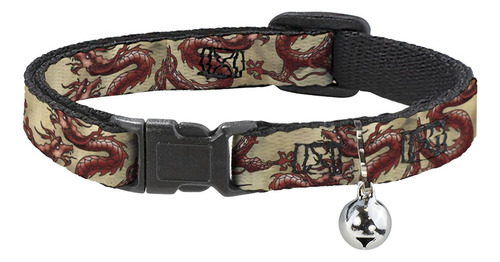 Buckle-down Collar De Gato Breakaway Dragons Tan De 8 A 12 .