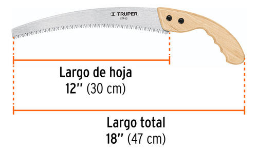 Serrucho De Poda 12 Hoja Curva 6 Dpp, Mango Madera, Truper