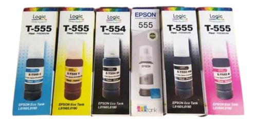 Pack 5 Tintas Compatibles + Epson Gris T554 555  L8160 L8180