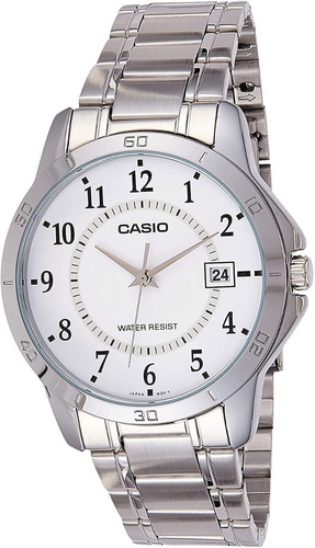 Reloj Casio  Mtp-v004d-1b Pa Caballero Plateado/blanco