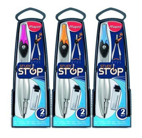 Imagen 2 de 2 de Compas Maped Study Stop + Minas + Estuche 195110