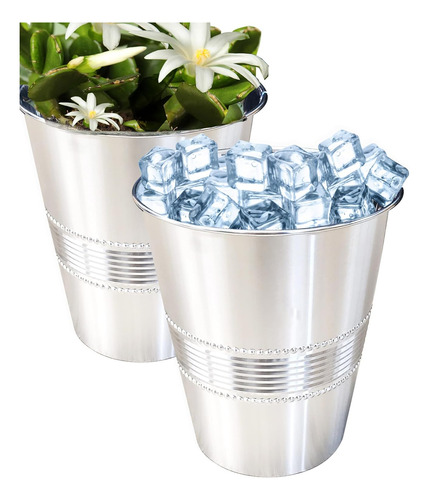 Cubos De Hielo De Metal Para Fiestas, (paquete De 2) Cubos D