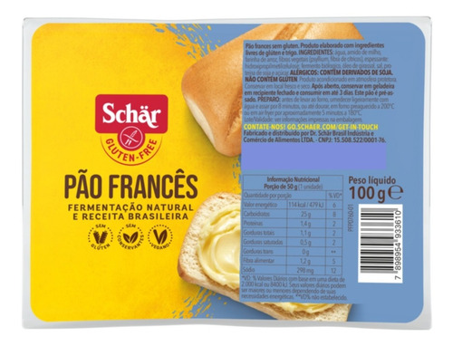 Pão Francês Schär Zero Lactose Sem Glúten Bandeja 100g