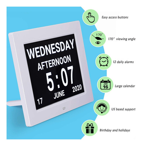 Reloj De Alzheimer Con Pantalla Digital De 7 Pulgadas