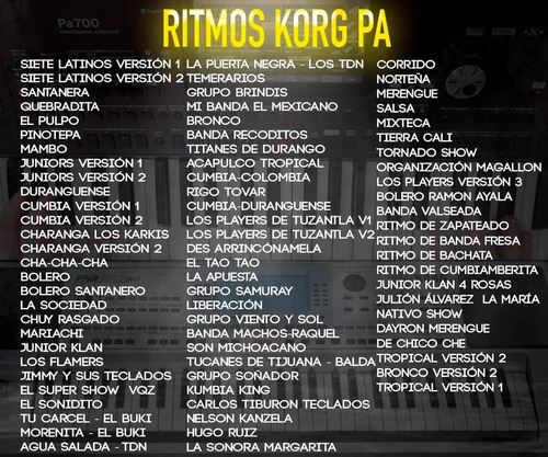 80 Ritmos Korg Pa 50 Y Korg Pa 500