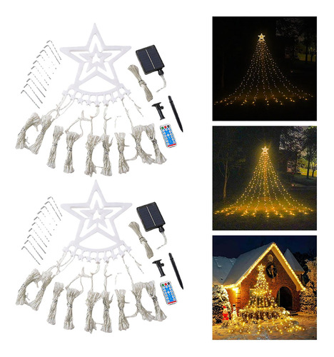 2pcs Cadena De Luces Solar 350 Lámpara Led Cadena De Para