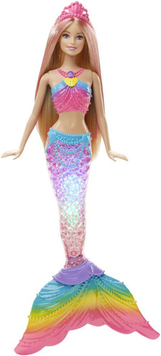 Muñeca Barbie Modelo Sirena Arco Iris Con Luces, Rubia