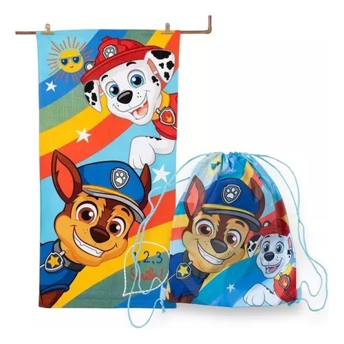 Toalla De Playa Paw Patrol Con Morral Cordel 70 X 140 Cms