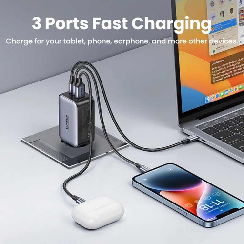 Ugreen Cargador De Pared Nexode, 65w, 2x Usb-c 1x Usb-a