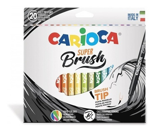 Marcadores Punta Pincel Carioca Super Brush Caja X 20 Colore