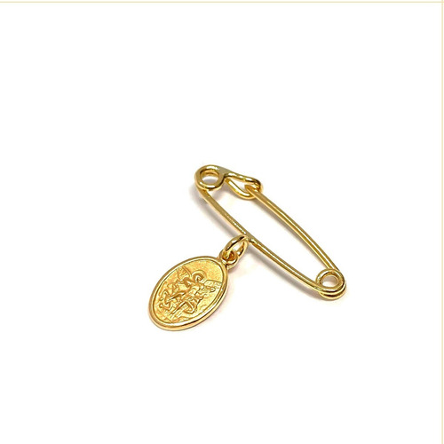 Alfinete De Ouro 18k Com Pingente São Miguel Arcanjo (av) Cor Amarelo