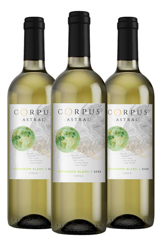 Kit Vinho Branco Corpus Astral Sauvignon Blanc 750ml 03 Unid