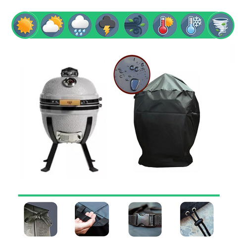 Funda Cubre Kamado Kadú 14'' Bbq Grill Lona 100% Impermeable