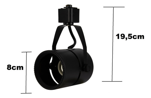 22x Spot Trilho Eletrificado Preto Lâmpada Par20 + Led 7w Estrutura Preto Com Led Quente 127/220V