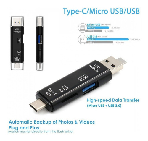 Lector Otg Usbc Tipo C 3.1 A Usb 3.0 Micro Usb Sd Memoria ®