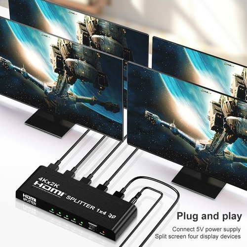 Splitter Divisor  Hdmi 1 X4,  4k X 2k, 1 Entrada 4 Salidas 