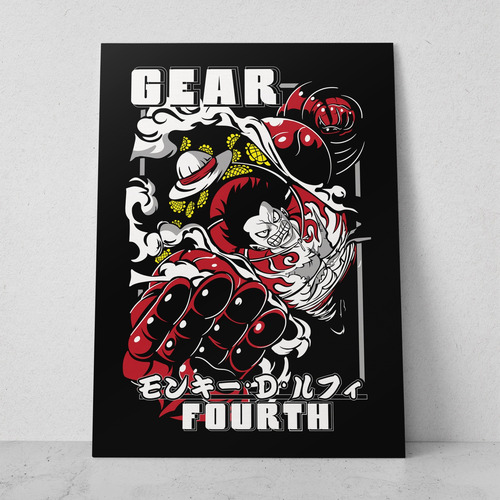 Cuadro Luffy Gear 4 40x28 One Piece Fourth Cuarta Marcha Negro