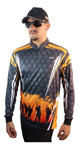Imagem 2 de 7 de Camiseta Airsoft Brk Cinza Com Laranja Com Fpu 50+